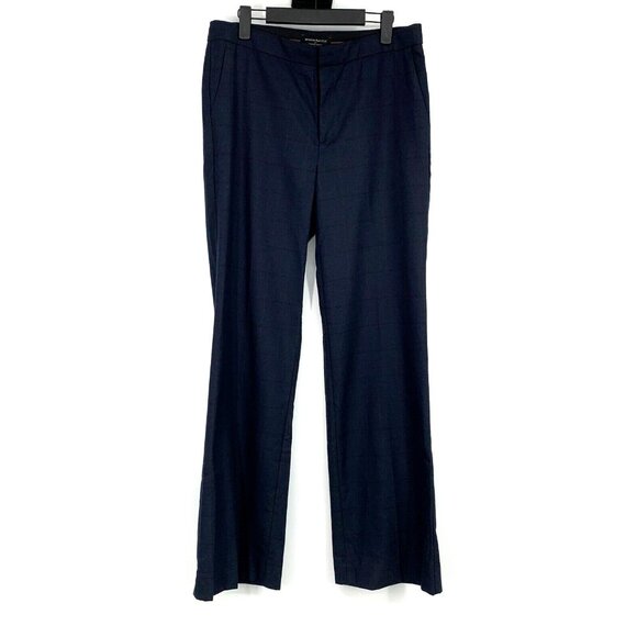 Banana Republic Pants Straight Trouser Plaid Blue Wool Blend NWT - Picture 1 of 9